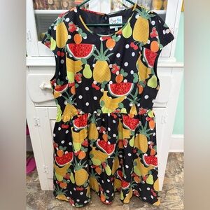 Modcloth Bea & Dot Size 2X  Dress with Fruit and Polka Dot Pattern